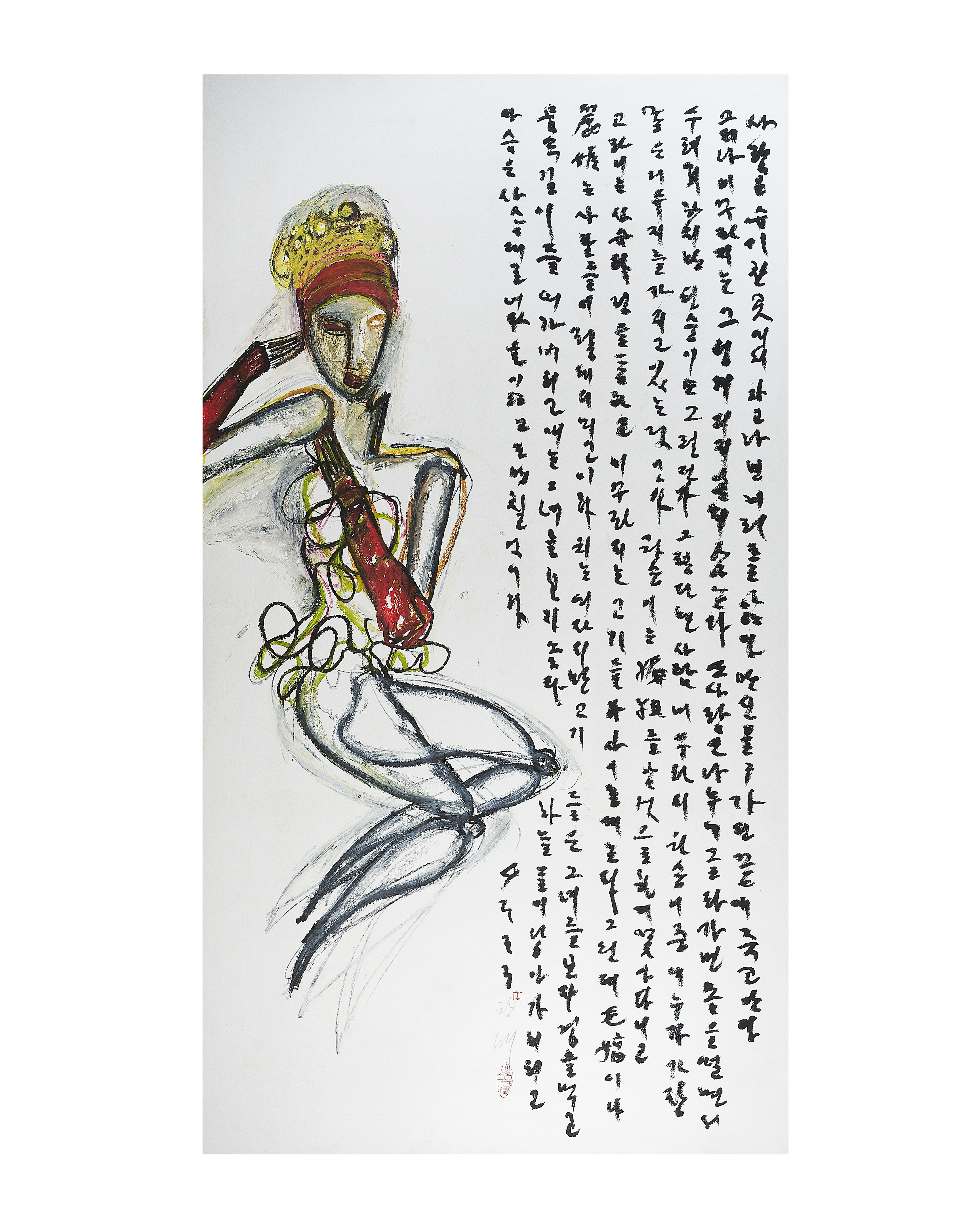 황창배 무제, 264x151cm, 한지에 혼합재료, 2000년.jpg